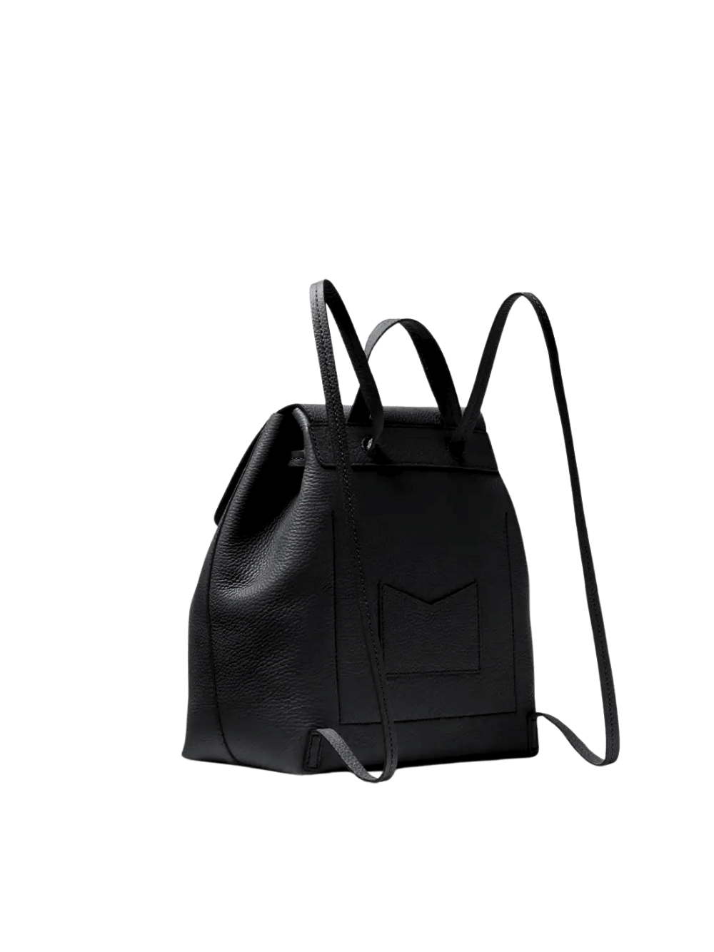 Junie Flap Leather Backpack in Black