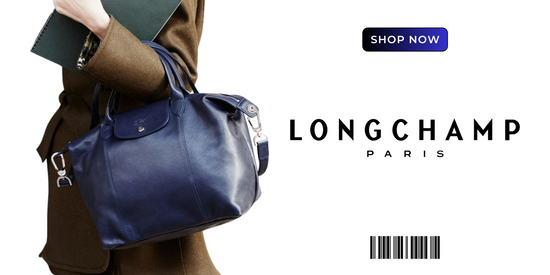 A women holding blue Longchamp bag to introduce the new era of DFSouth in the fashion and beauty industry